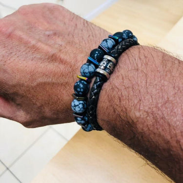 Genuine Leather 'n Stones CELEBRATE! 2 pc Men's Bracelet Set-16 styles